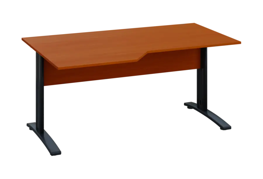 EZK 18 - 166 stůl kancelářský, rohový, levý, kovová podnož černá, deska 18 mm, široký 1600 mm, třešeň šumavská